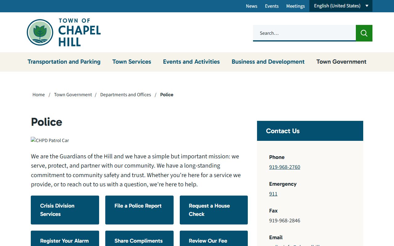 Chapel Hill Police Department sex offender monitoring and registry access