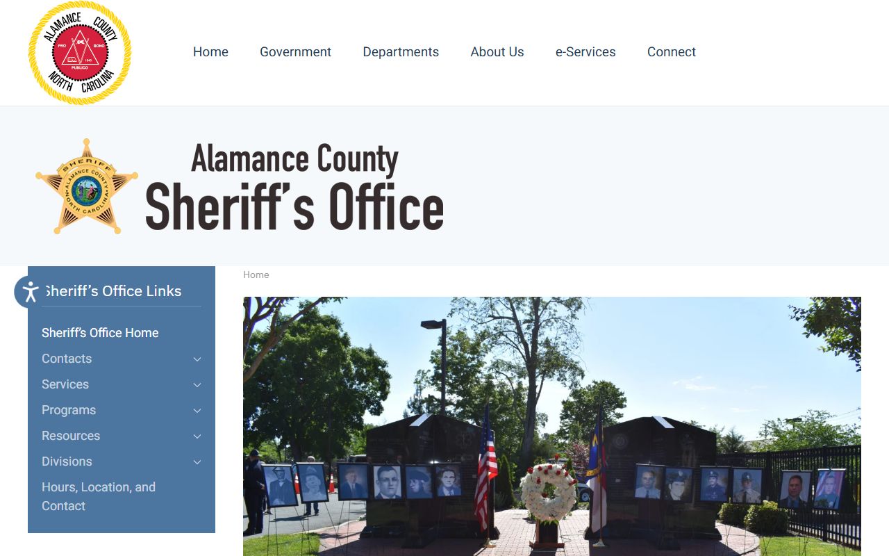 Alamance County sex offender registry page from the sheriff's office