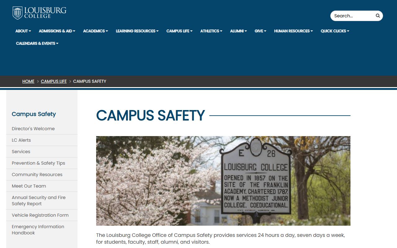 Franklin County sex offender registry and Louisburg College campus safety
