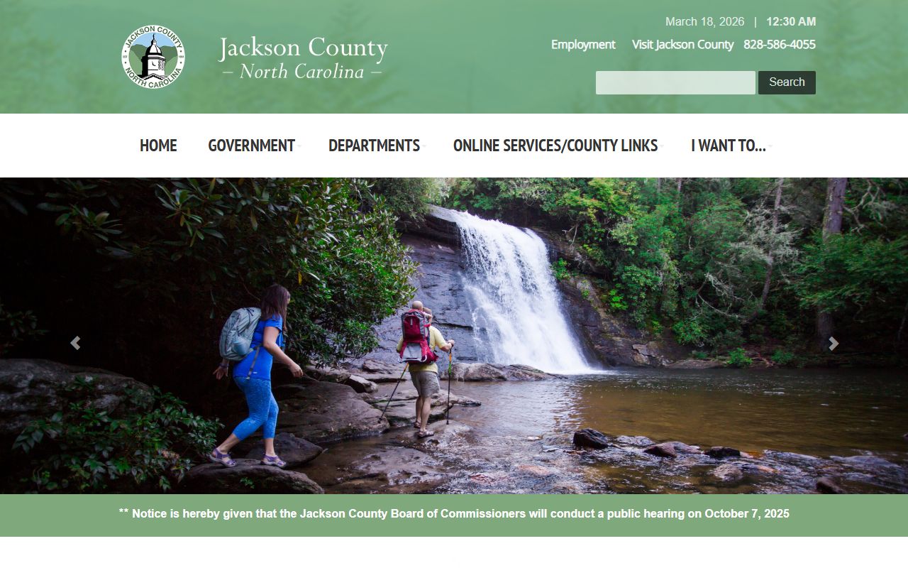 Jackson County government website with sex offender registry information