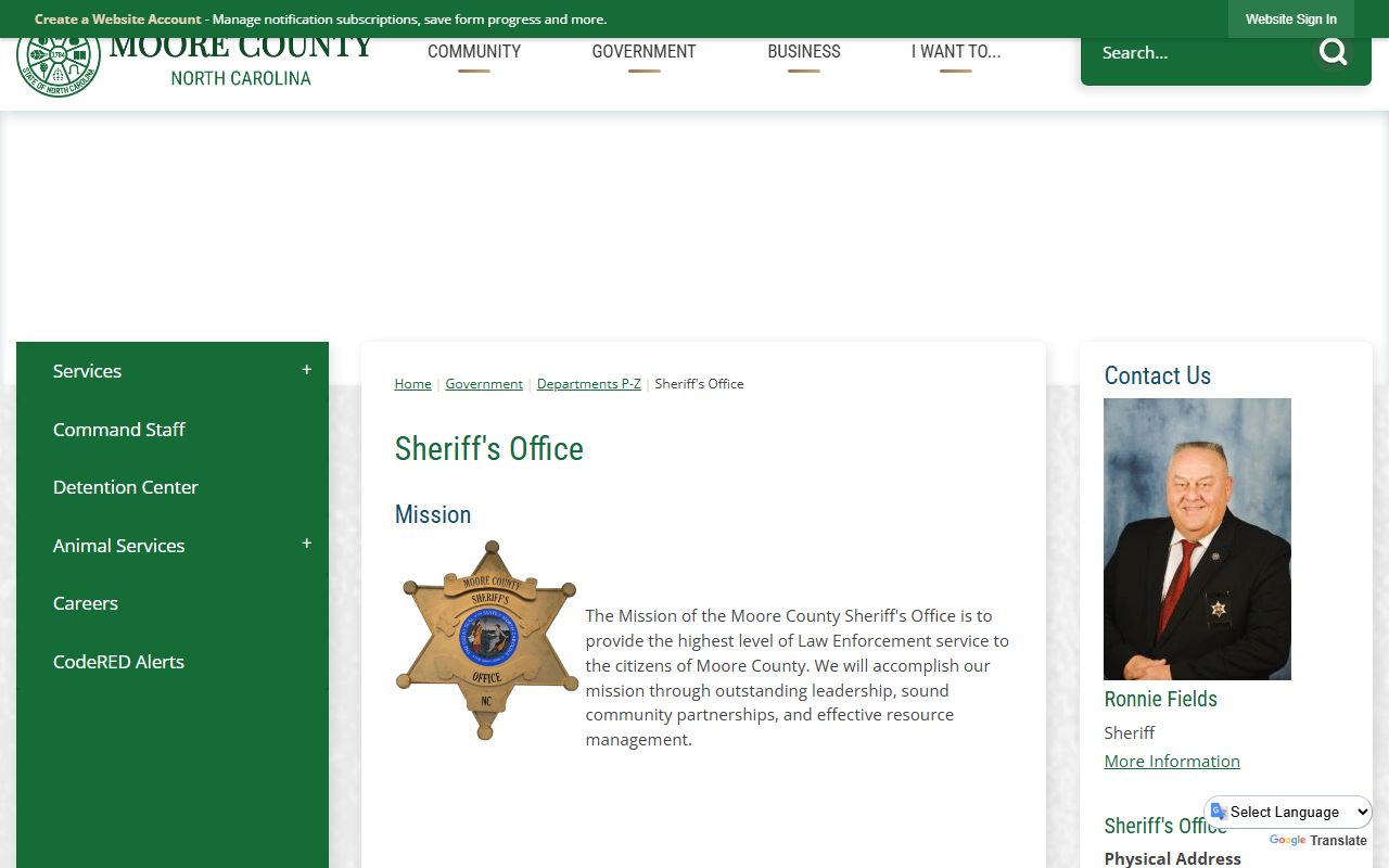 Moore County Sheriff's Office sex offender registry page