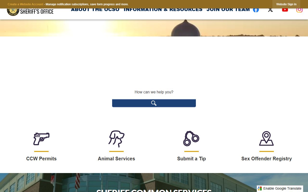 Onslow County Sheriff's Office sex offender registry page