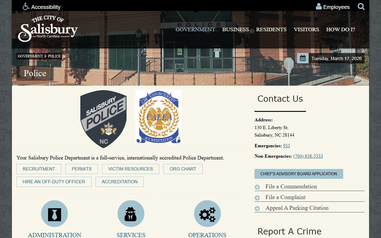 Salisbury Police Department website for Rowan County sex offender monitoring
