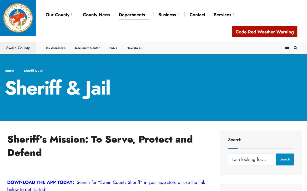 Swain County Sheriff's Office website for sex offender registry