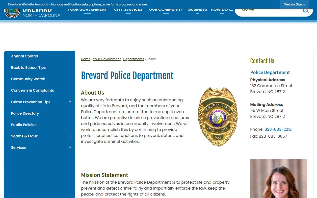 Brevard Police Department website assisting Transylvania County sex offender monitoring