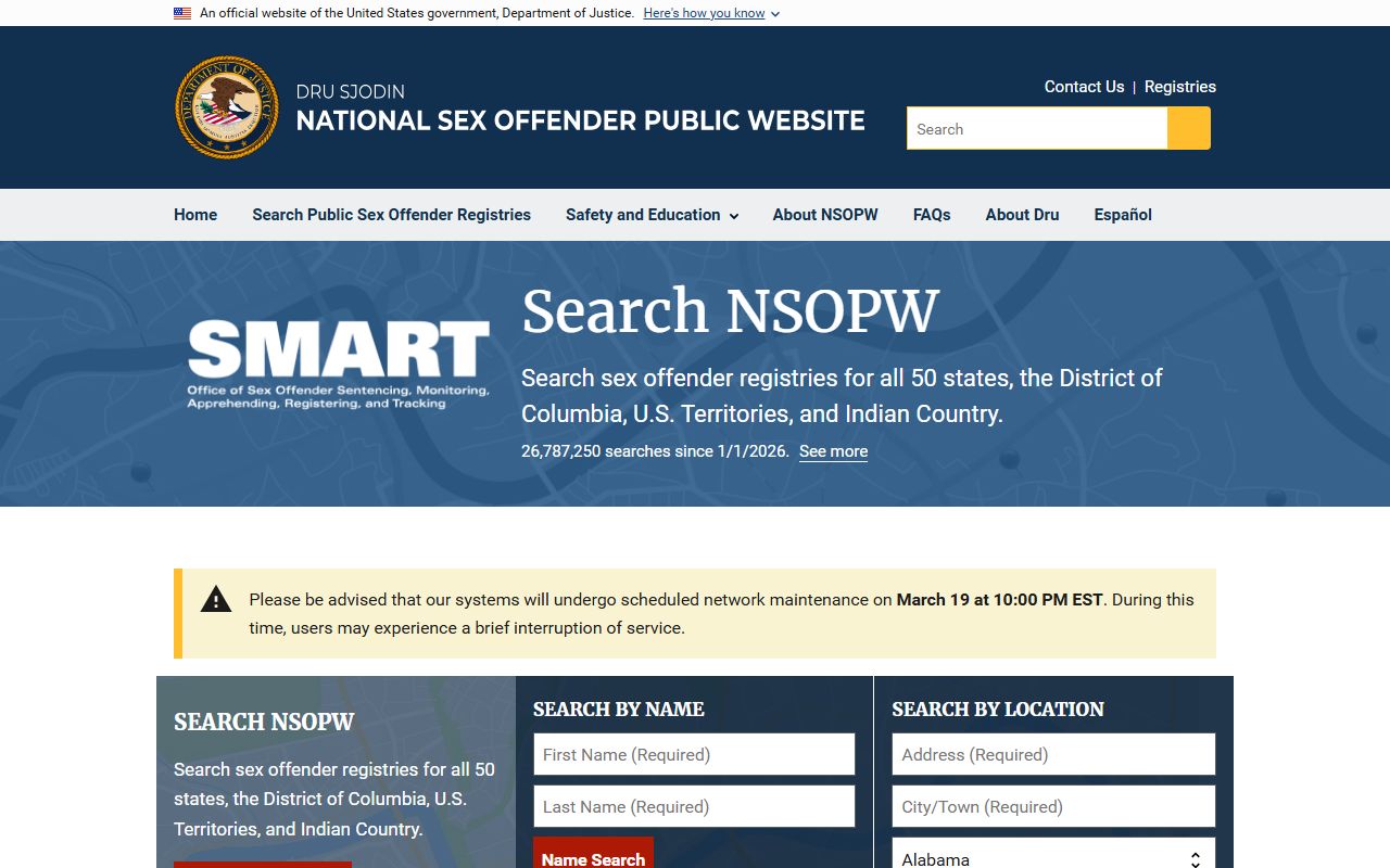National Sex Offender Public Website with North Carolina sex offender data
