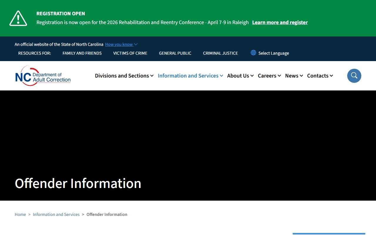 North Carolina Department of Adult Correction sex offender search